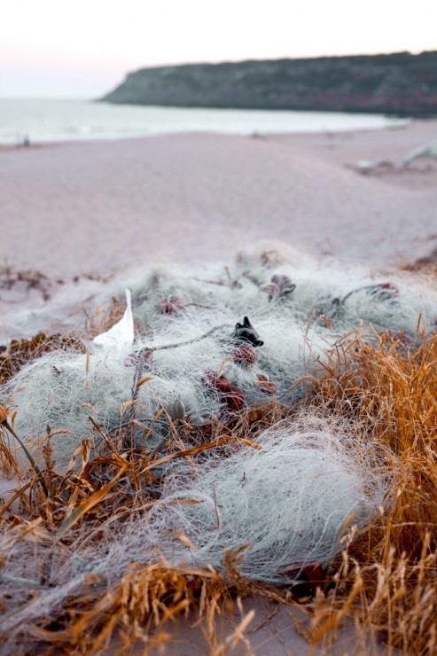 Abandoned fishing nets on Bolonia beach