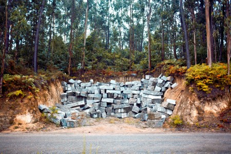 Granite blocks stacked